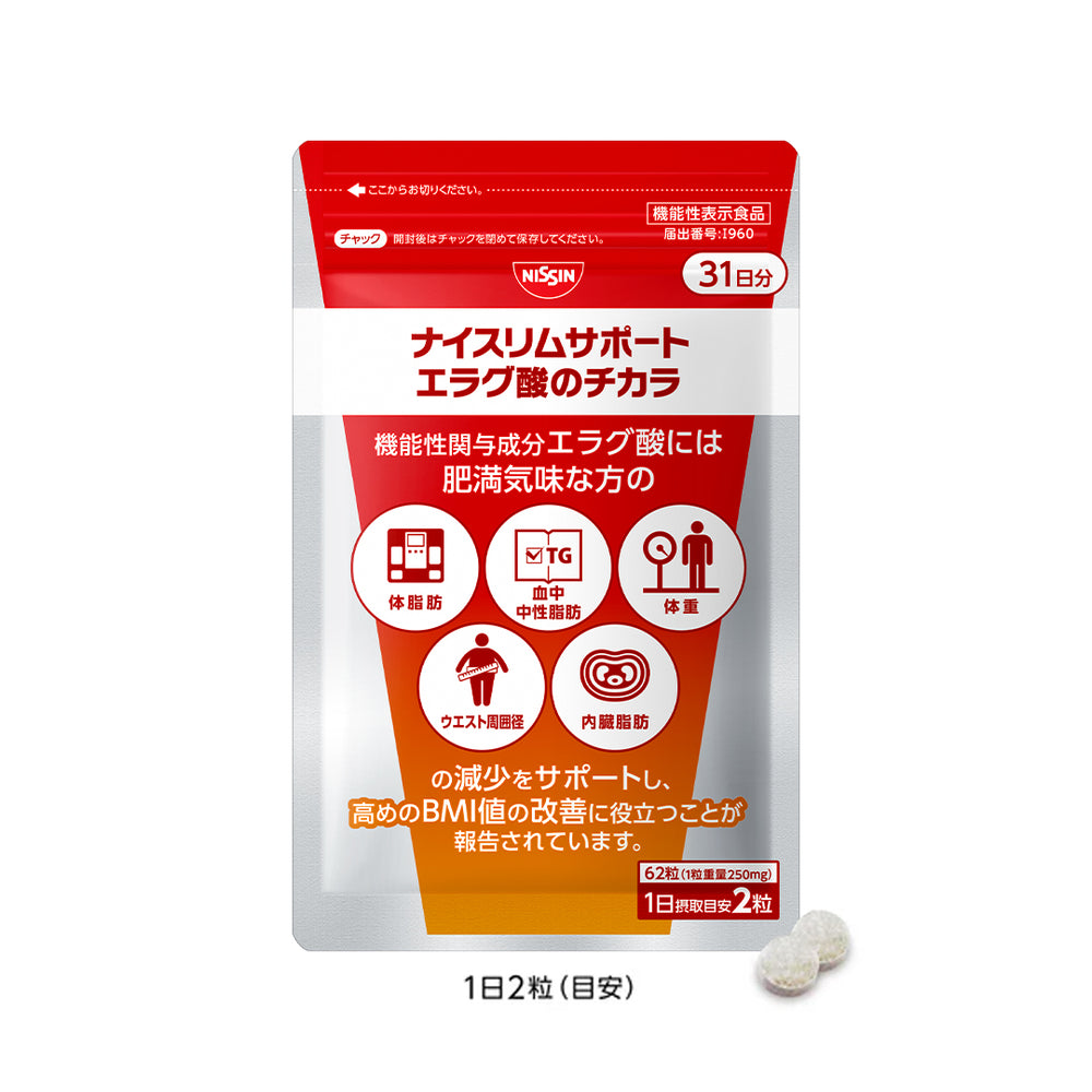 ナイスリムサポート エラグ酸のチカラ62粒入り – 日清食品グループ