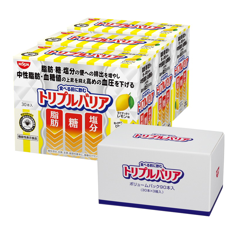 トリプルバリア レモン味 30本×3箱セット トリプルバリア 甘さすっきりレモン味 ボリュームパック – 日清