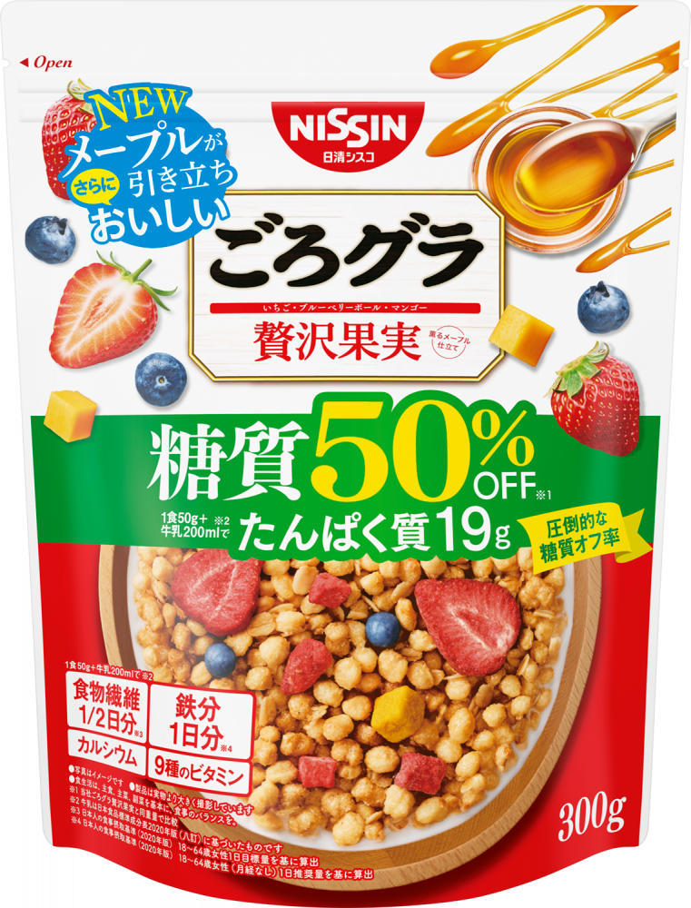 糖質オフの商品 ごろグラ 糖質50％オフ 贅沢果実 – 日清食品グループ オンラインストア