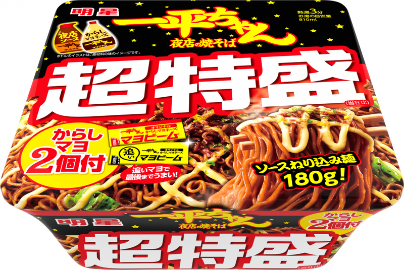 日清焼きそばUFO 一平ちゃん 夜店の焼きそば マルちゃん ごつ盛り　計31個 明星 一平ちゃん夜店の焼そば 超特盛 からしマヨ2個付 – 日清食品